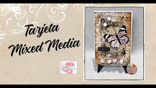 TARJETA MIXED MEDIA - CERECITAS ARTE Y SCRAP    #scrapbooking #card #mixedmedia