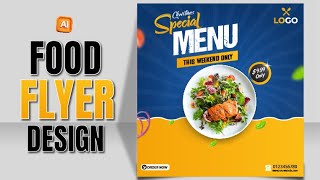 Learn How to Design Food Restaurant Flyer / Poster in Adobe Illustrator.#MardanGraphicsDesigner