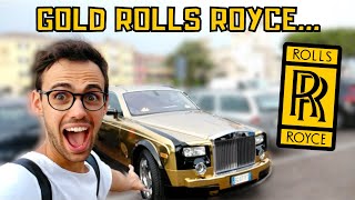 Gold Rolls Royce  PHANTOM chills in the parking