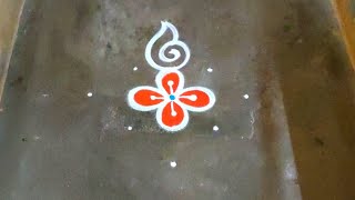 Chithirai madham sangu colour kolam designs|5 dots small muggulu|colour sangu rangoli poo kolam