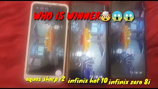 aquos sharp r2 vs infinix hot10 vs infinix zero8i  pubg test