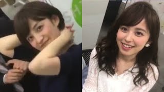 久慈暁子アナがインタビューでツッコまれるのを見守る宮司愛海アナ