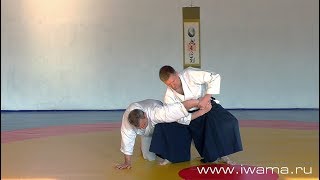 Айкидо Ивама Рю. Ёкомен учи санкё омоте. Aikido Iwama Ryu. Yokomen uchi sankyo omote.