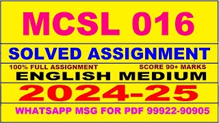 mcsl 16 solved assignment 2024-25 | mcsl 16 solved assignment in english 2025 | mcsl 16 2024-25