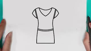 How to draw a short dress easy for beginners  easy drawing cute short dress skirt Step by step