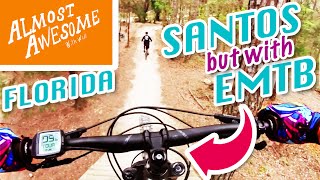 Riding Santos MTB trail on Electric Mountain Bikes - group ride