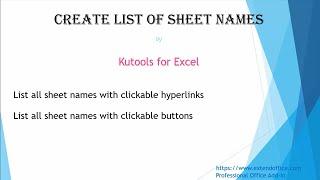 Create Clickable List of Sheet Names