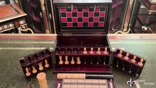 Antique Victorian Fully Fitted Games Compendium Chess Draughts Etc 19th C