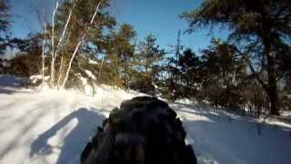 Fat Bike Downhill #2. Rear Tire View. Surly Moonlander. Gopro Hero HD.