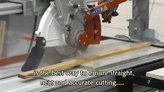 Using a bench saw to cut porcelain paving