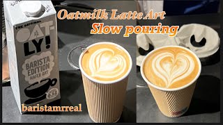 Oat milk Latte Art slow pouring