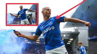 Richarlison sparks fury by throwing a LIT FLARE at fans in the Goodison Park stands after scoring