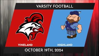 Vineland Varsity Football vs. Highland | Homecoming 2024 | October 19th, 2024