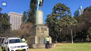 Council removes graffiti from Captain Cook statue in Hyde Park