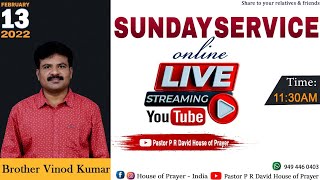 SUNDAY ONLINE SERVICE || BROTHER VINOD KUMAR || 13.02.2022