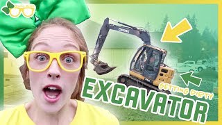 Brecky Breck Explores an Excavator | Learning Parts of a Digging Machine on the Job Site