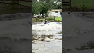 Mini jet boat donuts in inches of water  #jetboating #shorts