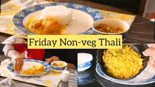 Friday Lunch Thali | Non-veg Thali #shorts #nonvegfood #eating #asmr #food #eggcurry #prawns #rice