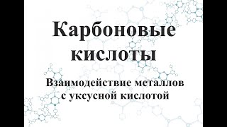 Взаимодействие металлов с уксусной кислотой.