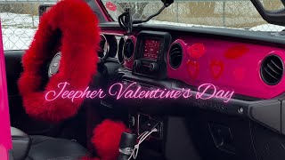 Decorate my Jeep with me Valentine's edition | Drive with me | Pink Jeep Wrangler