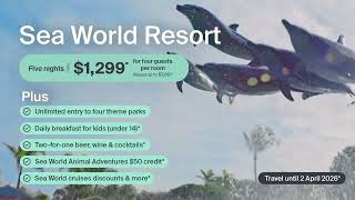 Bestselling Sea World Resort for Four Guests w. Unlimited Entry to Four Theme Parks & VIP Inclusions