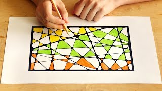 Рисование абстрактного цветного прямоугольника, drawing abstract colourful rectangle