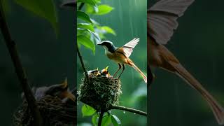 Cute Bird Feeding Her Babies