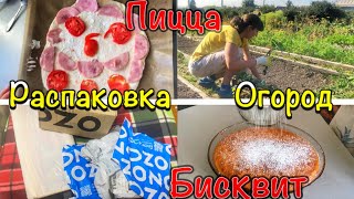 Сынок делает ПИЦЦУ🍕Я пеку ВКУСНЫЙ БИСКВИТ🍰Распаковка ОЗОН📦Высаживаю клубнику НА ОГОРОД🍓