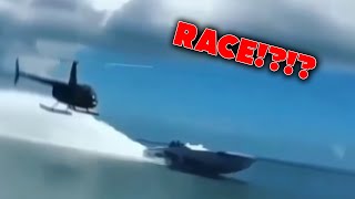 Helicopter Races Against Speedboat