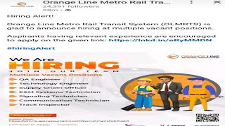 Orange Line Metro Rail Transit System (OLMRTO) Announce Hiring Multiple Vacant Positions