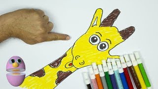 Como desenhar e colorir com a mão Girafa - Amigovos (PINTURAS) como desenhar e pintar