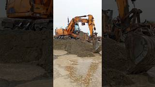 Big excavator loading trolley at river with risk#viral#trending#shorts