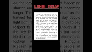 LOHRI ESSAY in English #shortessayinenglish #handsskills #shorts