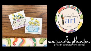 Watercolor planters for beginners     Wednesday’s watercolor ￼