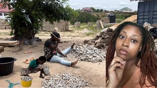 "The Art of Stone Cracking by Hand" From Novice to Expert! || JUSS VLOG || GHANA VLOG ||