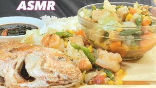 Sautéed Mixed Veggies with Tofu & Fried Snapper MUKBANG | Chewy and Crunchy ASMR (Eating Sounds)