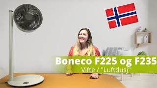 Vifte Boneco F235 og F225. "Luftdusj" som blåser rett opp for indirekte kjøling. App på telefon