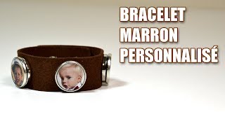 Bracelet en tissus marron avec personnalisation 3 photos