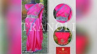 Tranoli Chiffon Embroidered Belt Sarees with Embroidered Blouse Piece