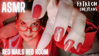 RED NAILS  in the red room  [ASMR]  All the fluttering  and ASMR tingles AND TRIGGER SCRATCHING