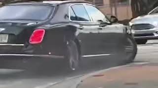 Bentley’s Tire Scraping Metal On Concrete