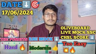 The Pundits Live Mock Score 🥴 | RBE Live Mock Score | Ssc Chsl Oliveboard Live Mock Score 💪