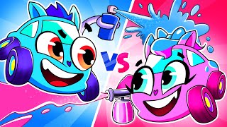 PINK vs BLUE Baby Cars - Twin Cars Song || Kids Songs & Nursery Rhymes