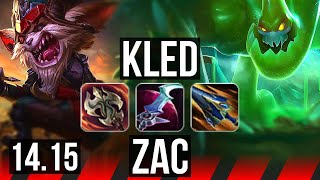 KLED vs ZAC (TOP) | Rank 1 Kled, 7 solo kills, 900+ games | NA Challenger | 14.15