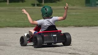 DRIFT GO-KART 9-year-old taking Birthday Gift Go-Kart for a Rip on a Paved Schoolyard #trending #fun