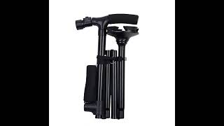 Aluminum Alloy Crutches for the Elderly with LED and Four Feet Foldable