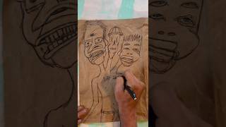 Daily Faces Challenge: Day 161/365 - Three Headed Sharpie Drawing | Pen Sketch Art Timelapse #shorts