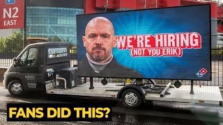 Domino's Pizza TROLLED Erik ten Hag with billboard outside Old Trafford | Man Utd News