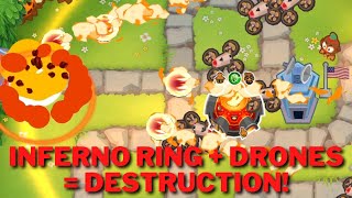 Using Etienne's DRONES with INFERNO RING! Bloons TD 6