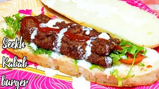 seekh kabab burger recipe by kitchen with Sifat